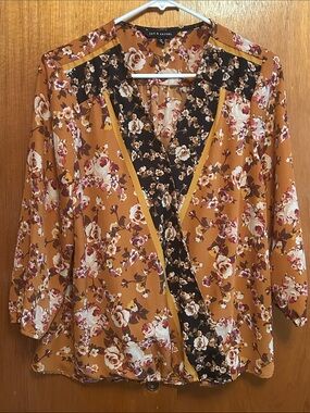 Zac & Rachel Floral Mixed-Print Wrap Blouse